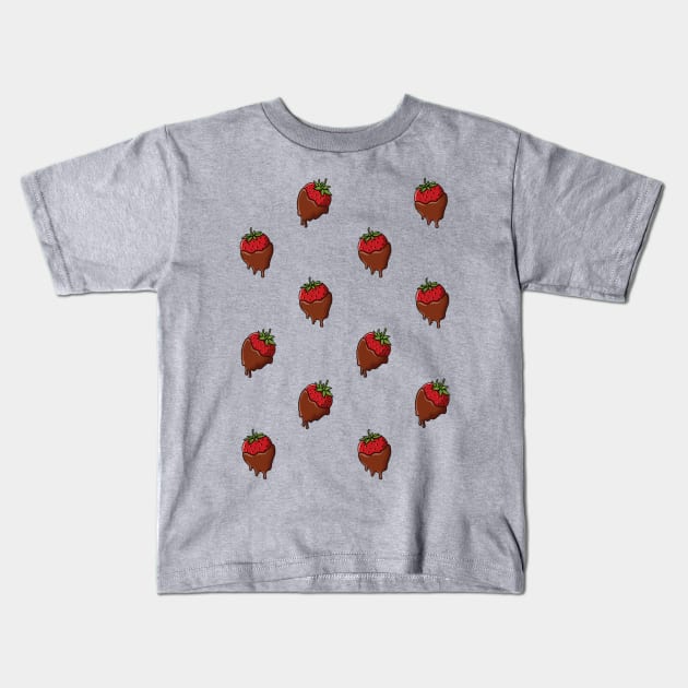 Chocolate Covered Strawberries Pattern Kids T-Shirt by AlmightyClaire